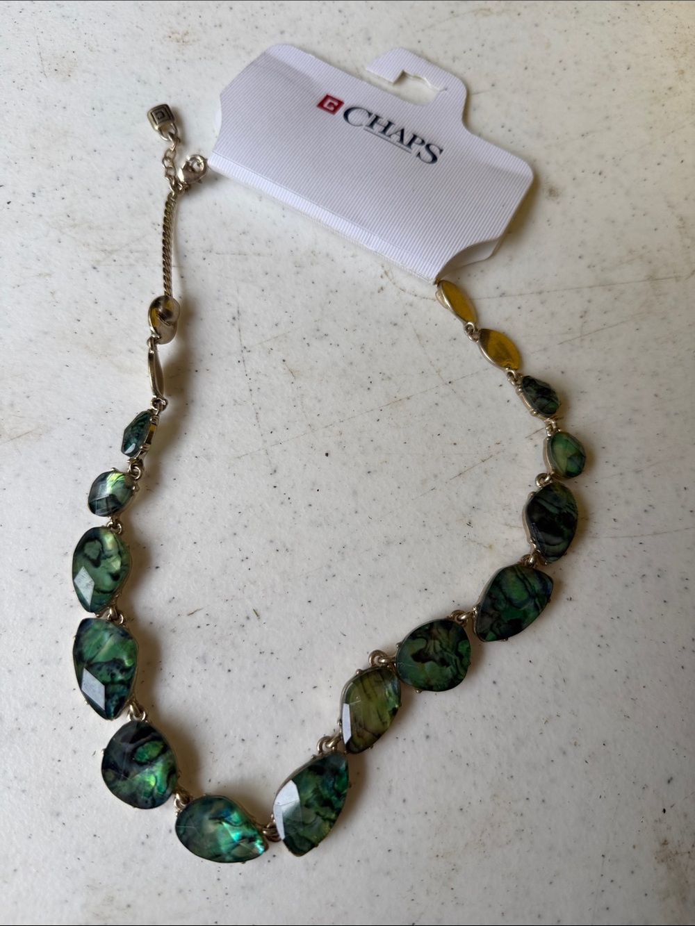 NWT Chaps Iridescent Green Necklace